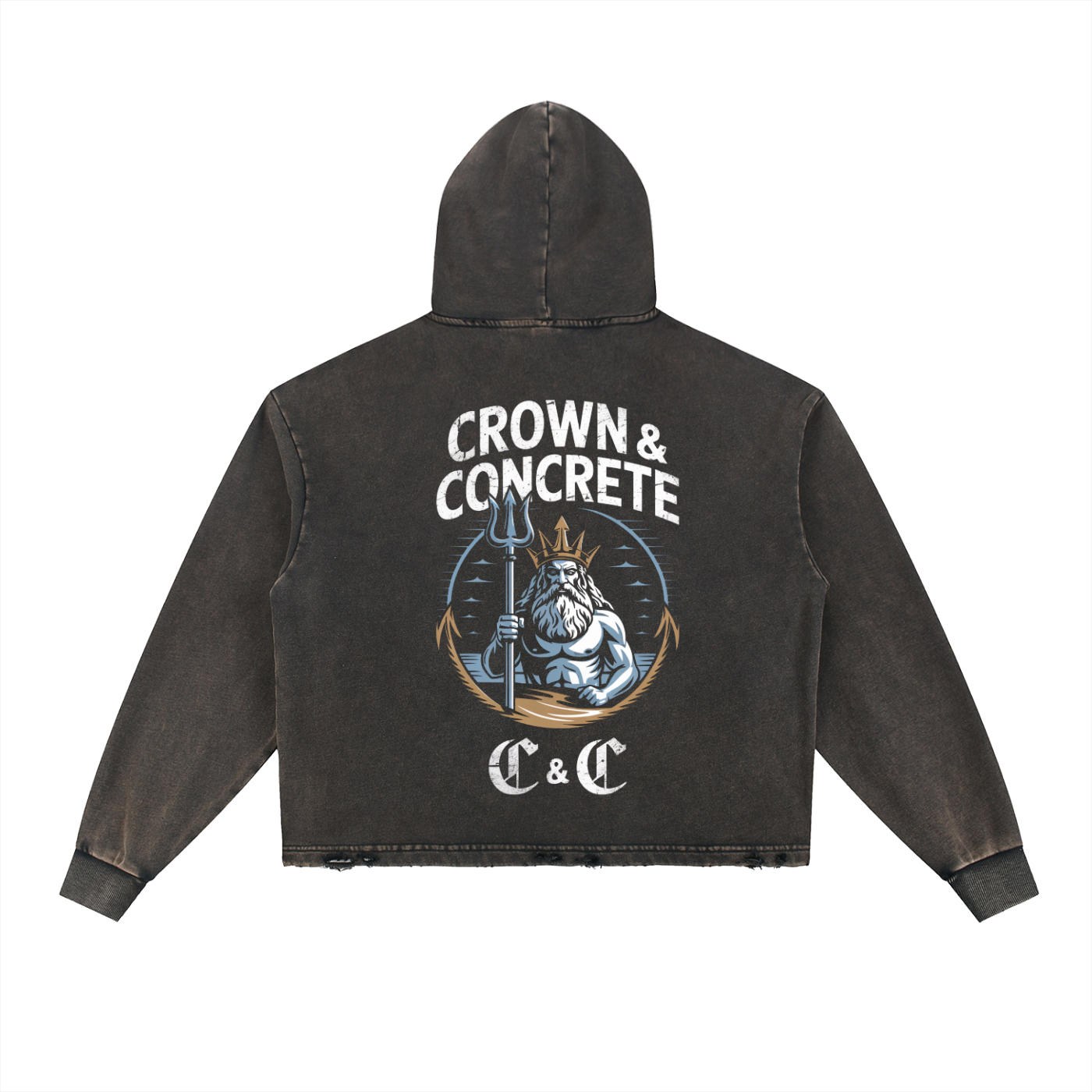 Vintage Washed Frayed-Hem Hoodie