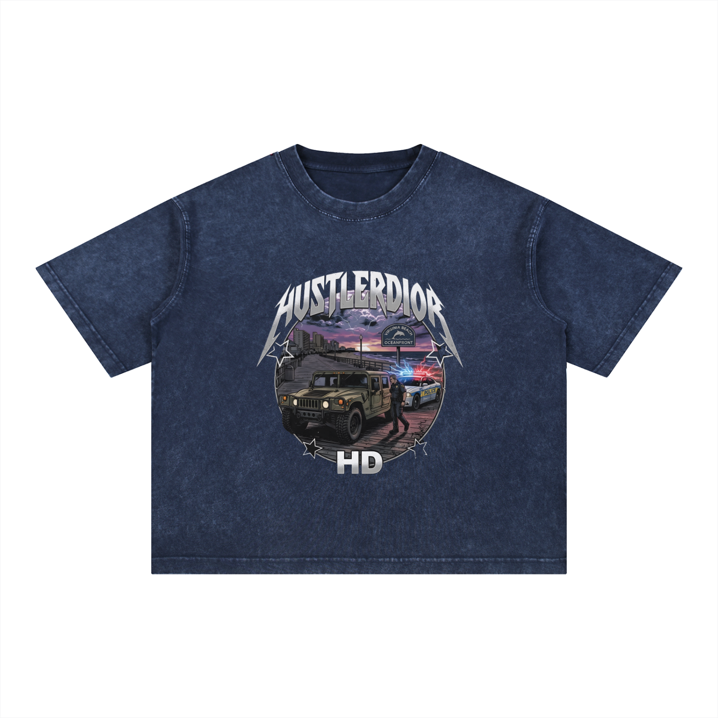 Mineral Wash Boxy Cotton T-Shirt Bootleg Humvee