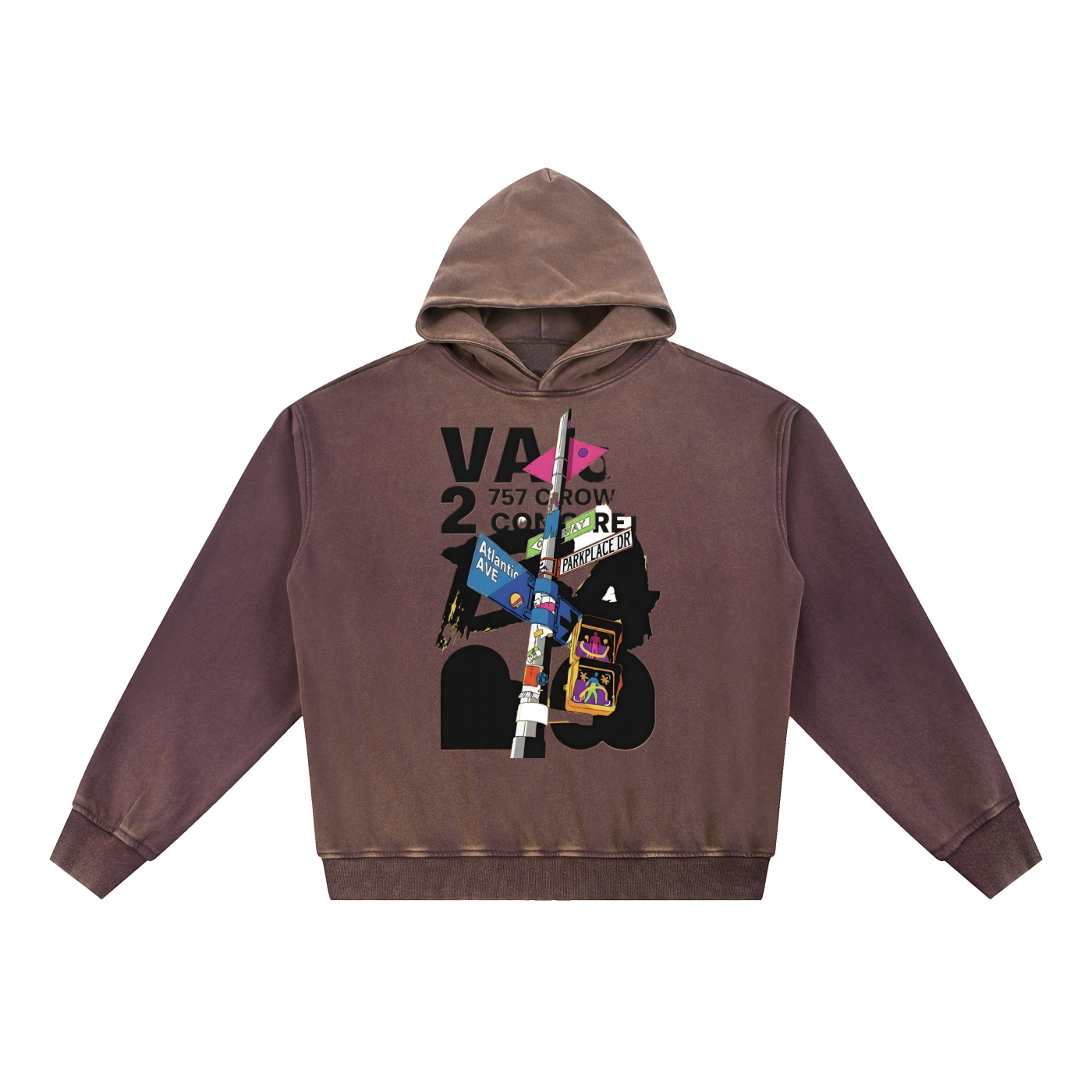 Vintage Washed Gradient Fleece Hoodie