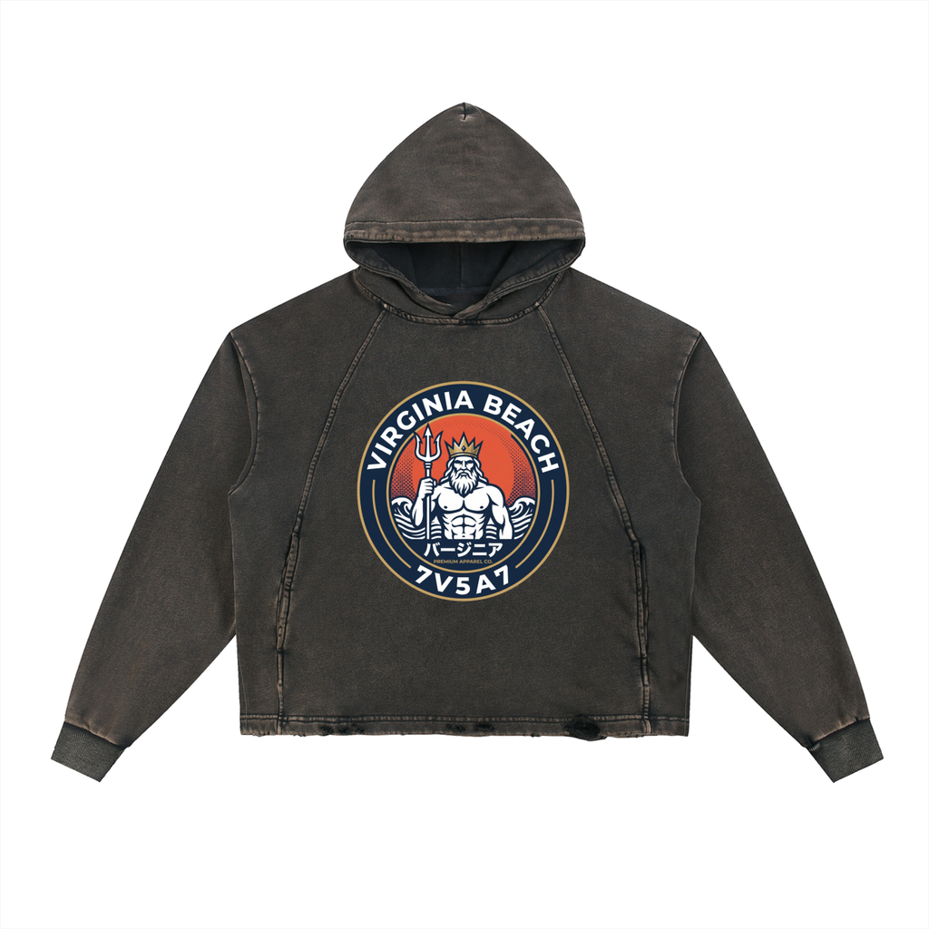 Vintage Washed Frayed-Hem Hoodie