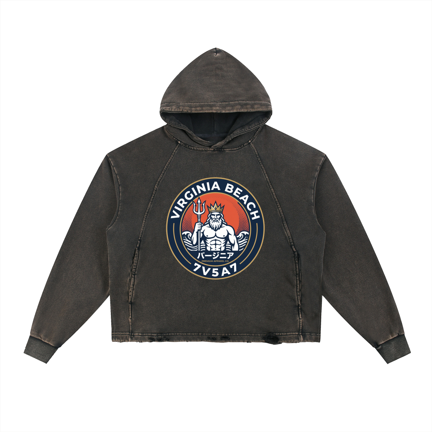 Vintage Washed Frayed-Hem Hoodie