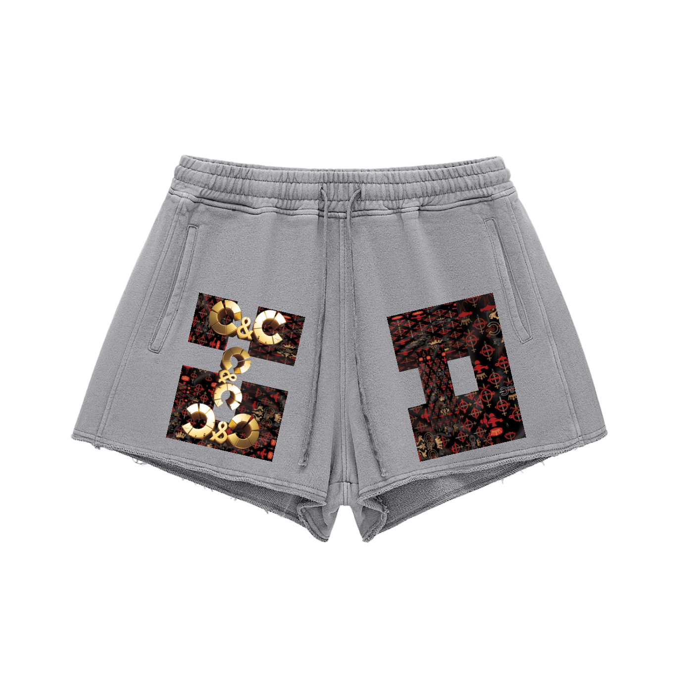 Snow Washed Raw Edge Drawstring Shorts