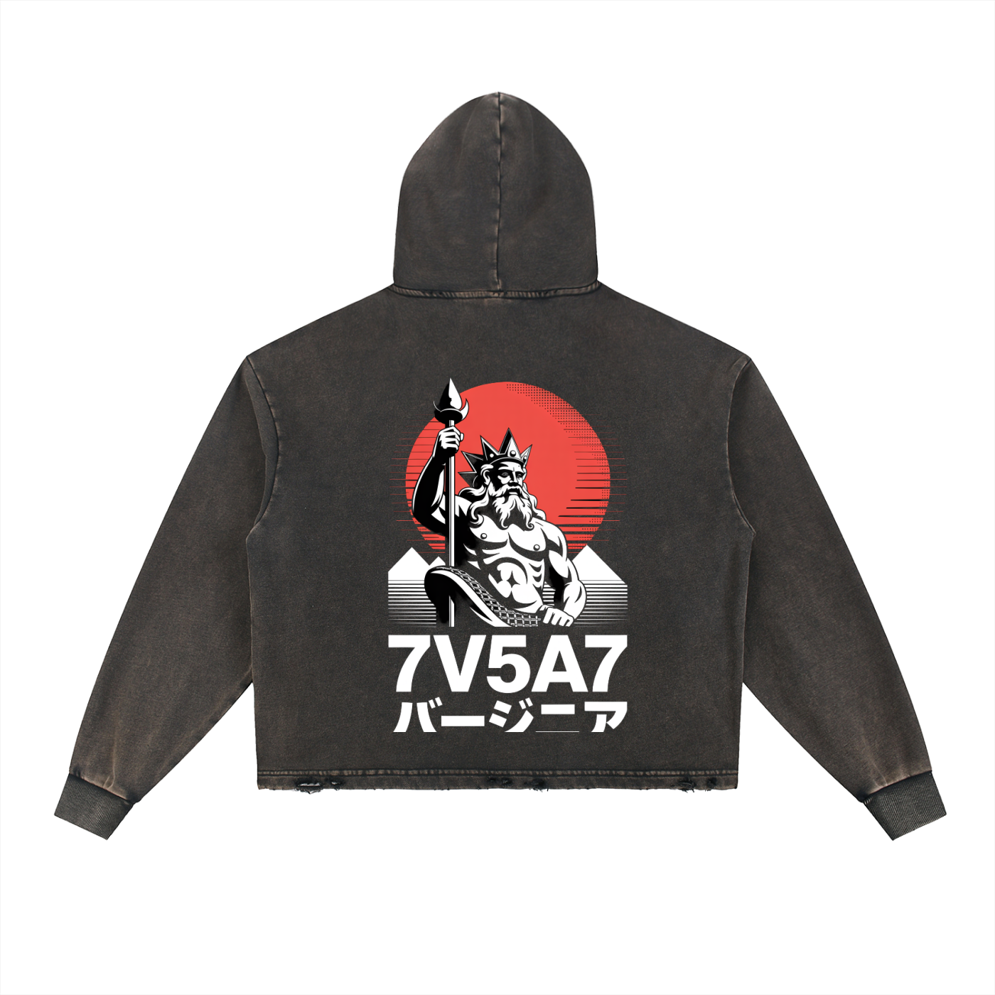 Vintage Washed Frayed-Hem Hoodie
