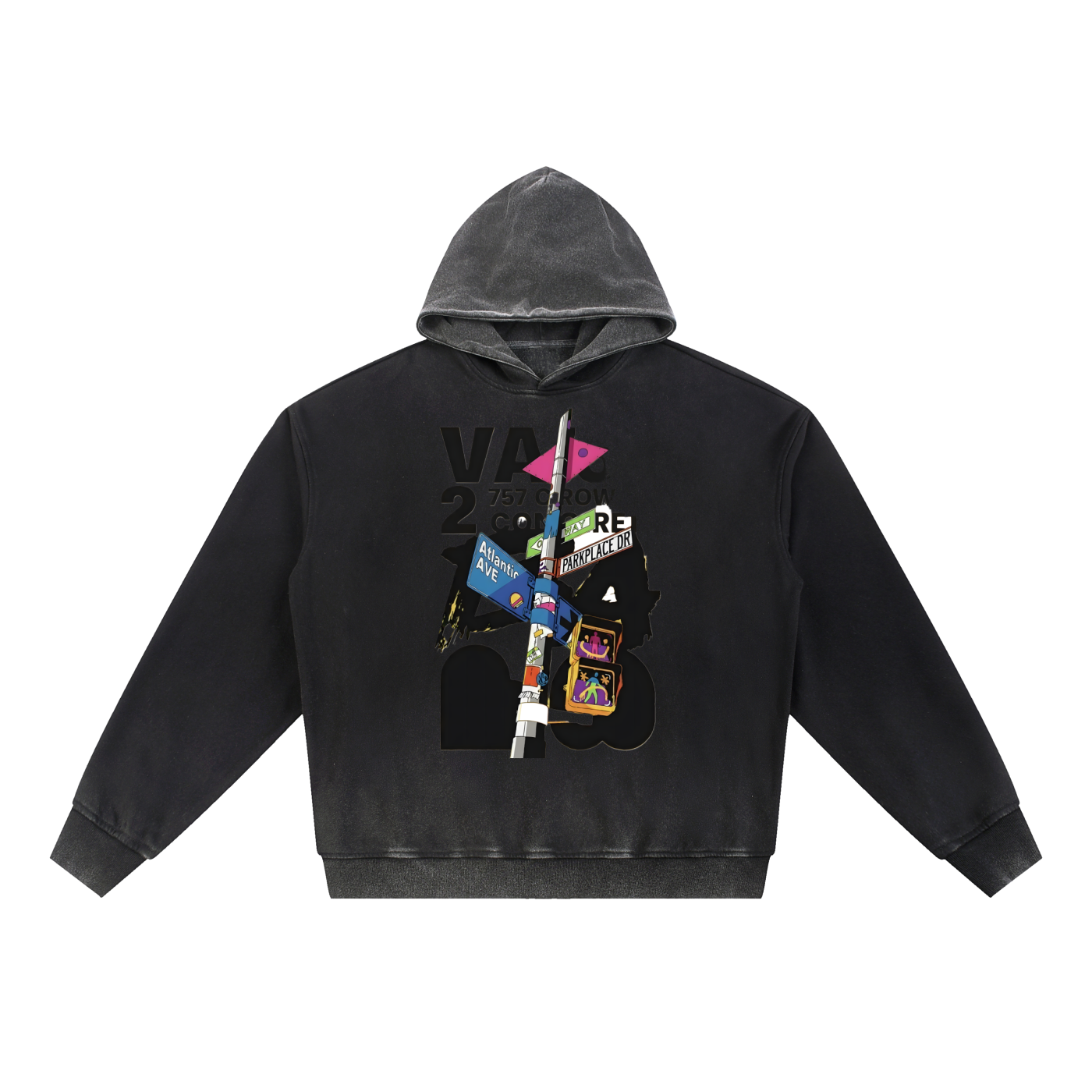 Vintage Washed Gradient Fleece Hoodie