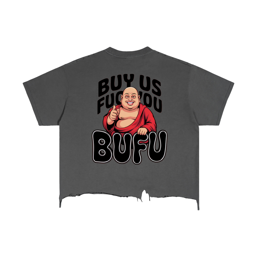 Vintage Wash BUFU Boxy Distressed Hem T-Shirt