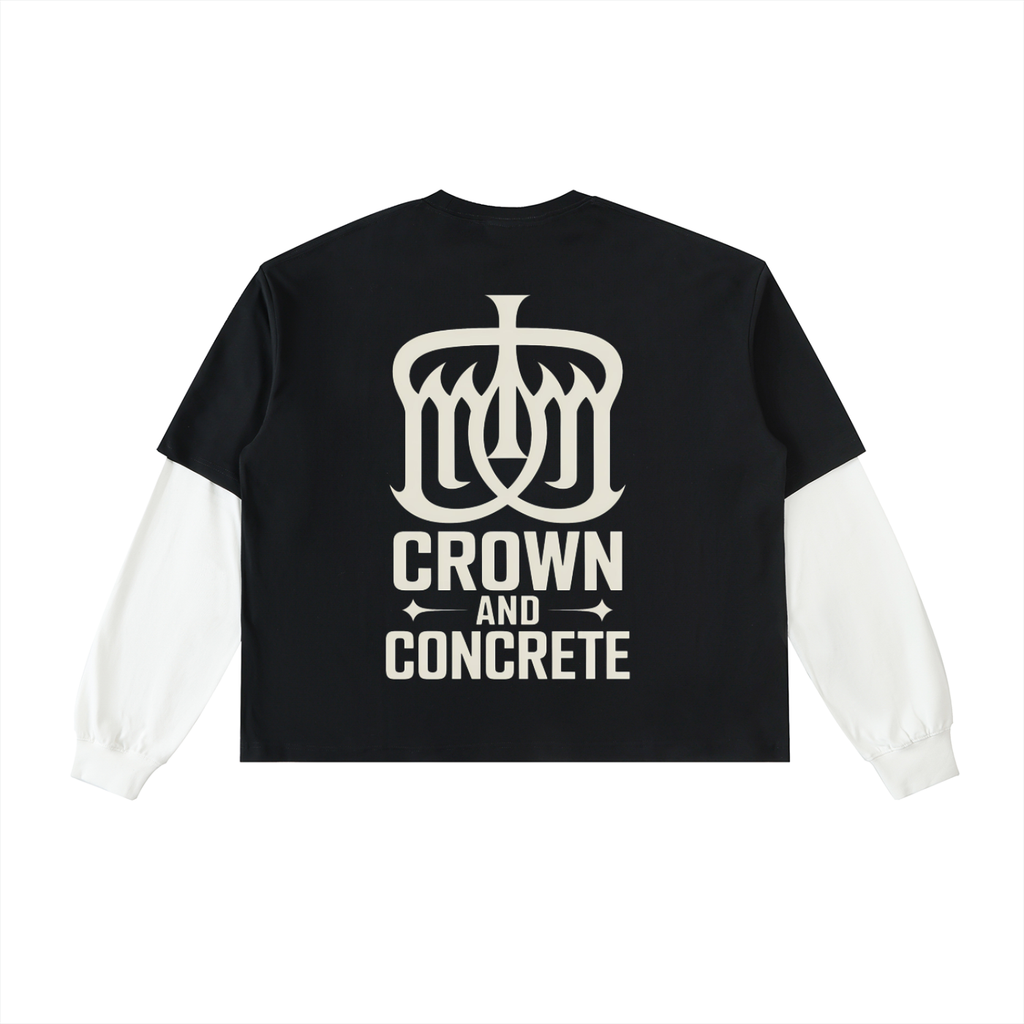 Layered Contrast Sleeve Cotton T-Shirt