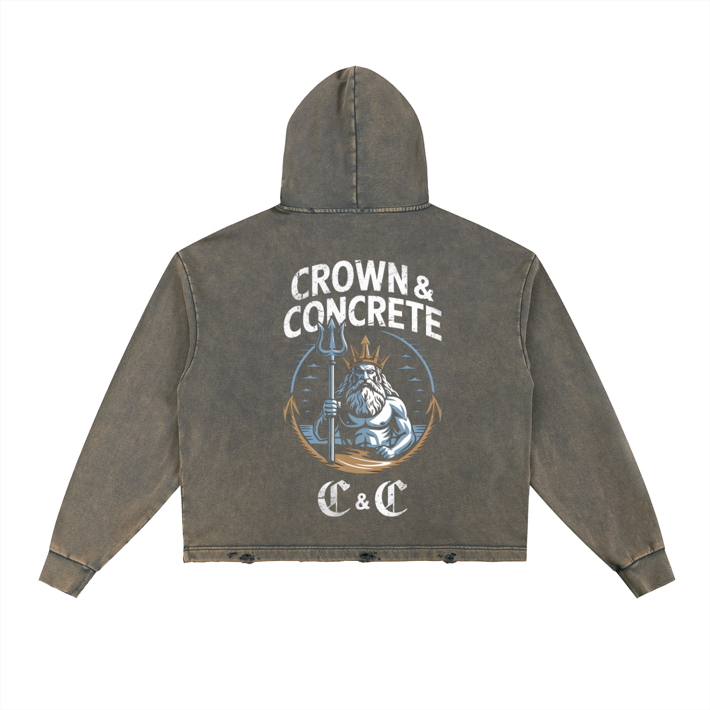 Vintage Washed Frayed-Hem Hoodie