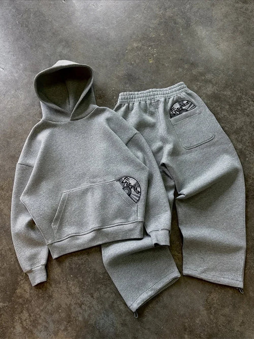 2026 Trendy High Street Retro Casual Streetwear Men's Sports Suit Y2K Harajuku Embroidered Hoodie men Hip-hop Loose Sweatpants
