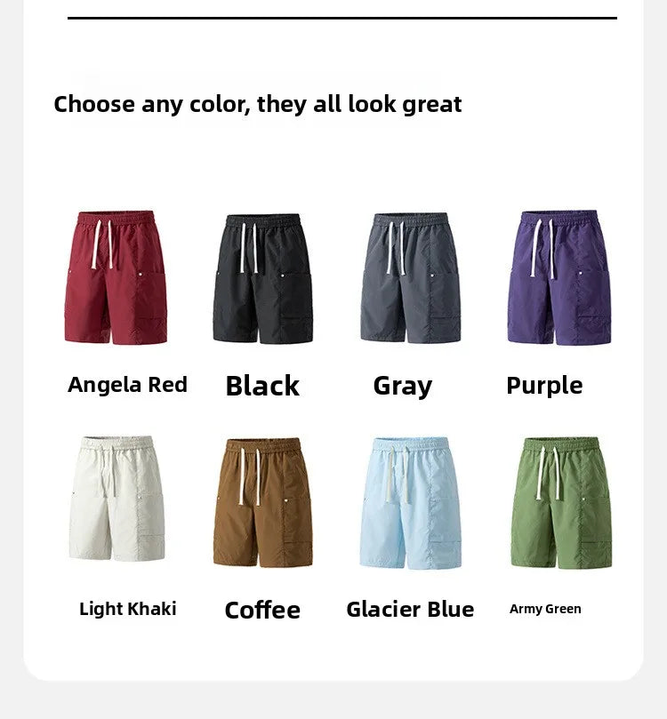 Streetwear Men's Casual Workwear Shorts Breathable Quick Dry Straight Leg Five-Quarter Pants Summer Sports Leisure Cargo Shorts