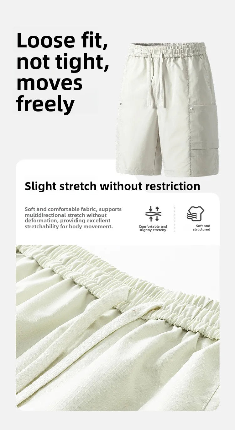 Streetwear Men's Casual Workwear Shorts Breathable Quick Dry Straight Leg Five-Quarter Pants Summer Sports Leisure Cargo Shorts