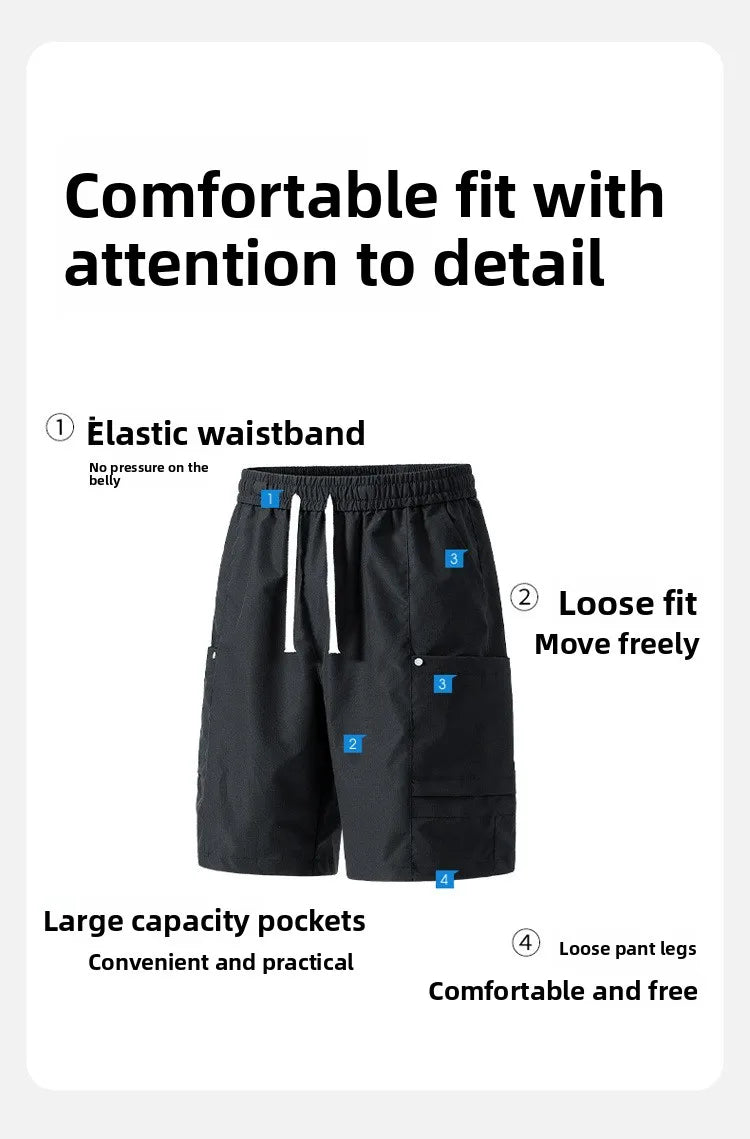 Streetwear Men's Casual Workwear Shorts Breathable Quick Dry Straight Leg Five-Quarter Pants Summer Sports Leisure Cargo Shorts