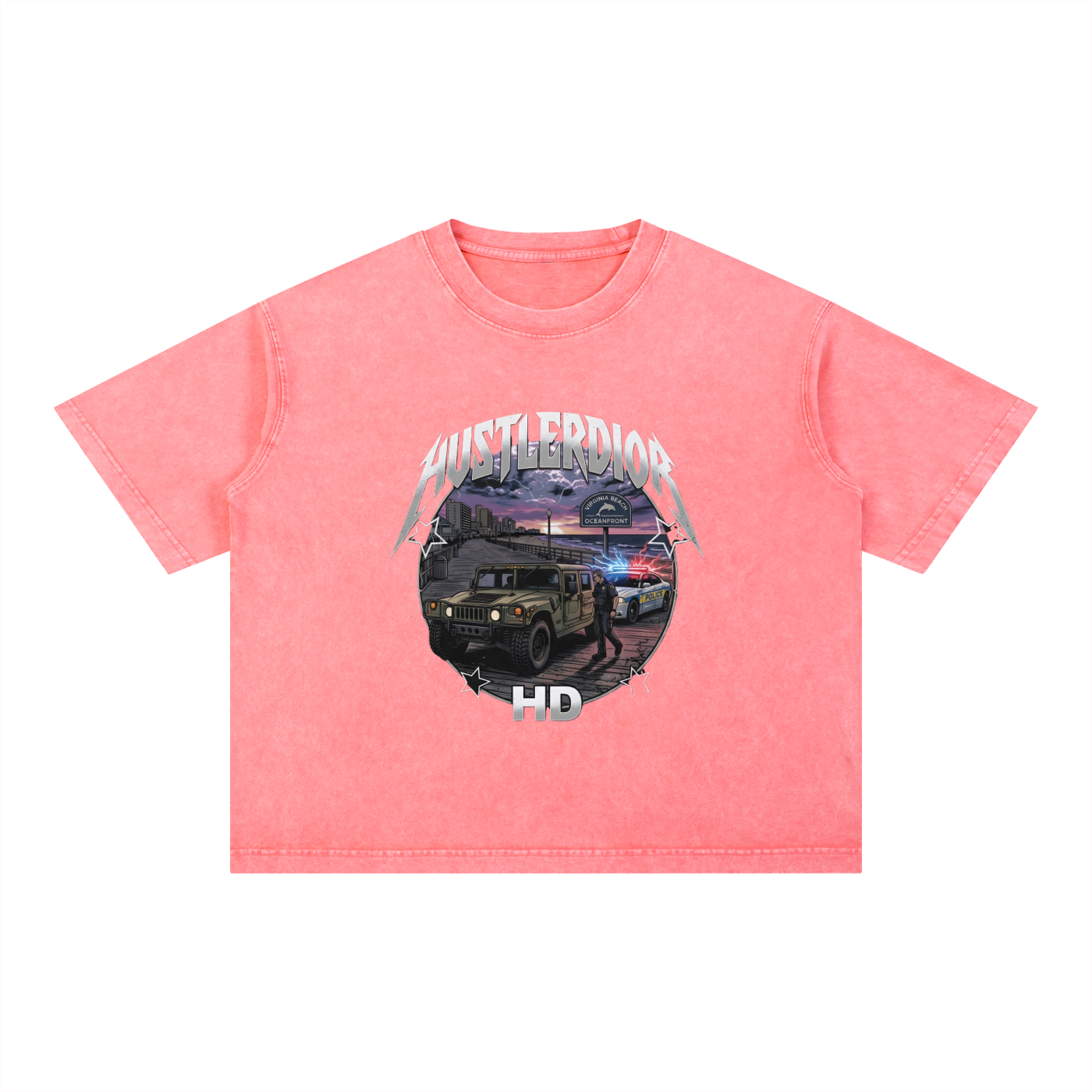 Mineral Wash Boxy Cotton T-Shirt Bootleg Humvee