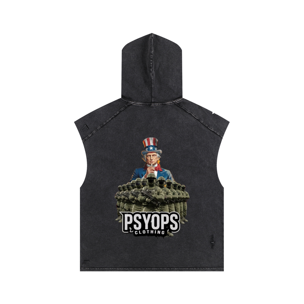 Snow Washed Boxy Hooded Tank Top PSYOPS
