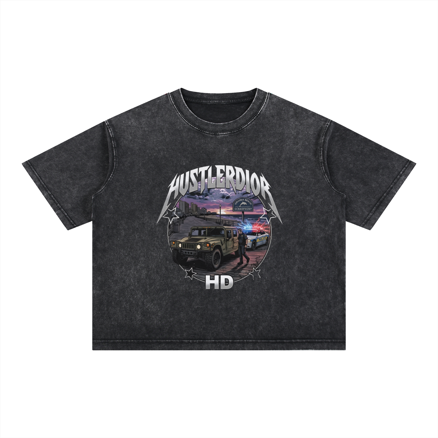 Mineral Wash Boxy Cotton T-Shirt Bootleg Humvee