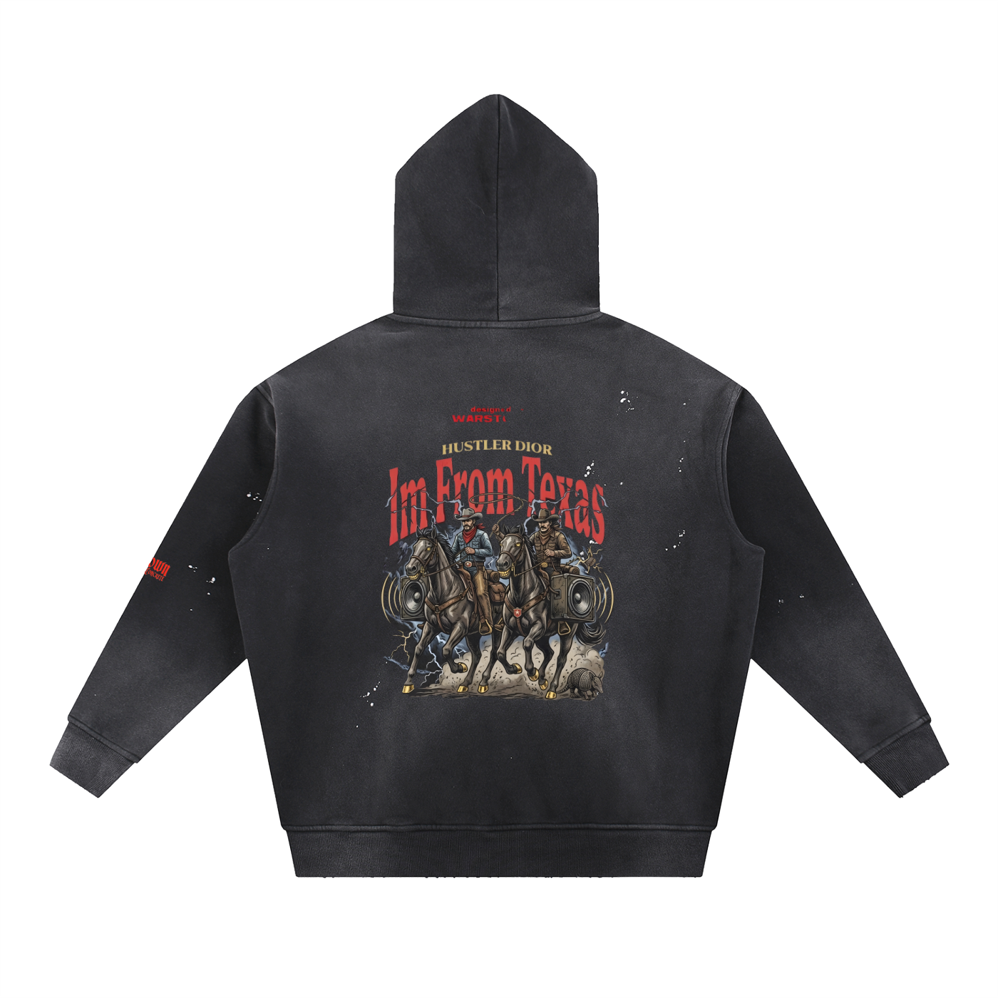 Vintage Washed Frayed Fleece Hoodie Crown and Concrete