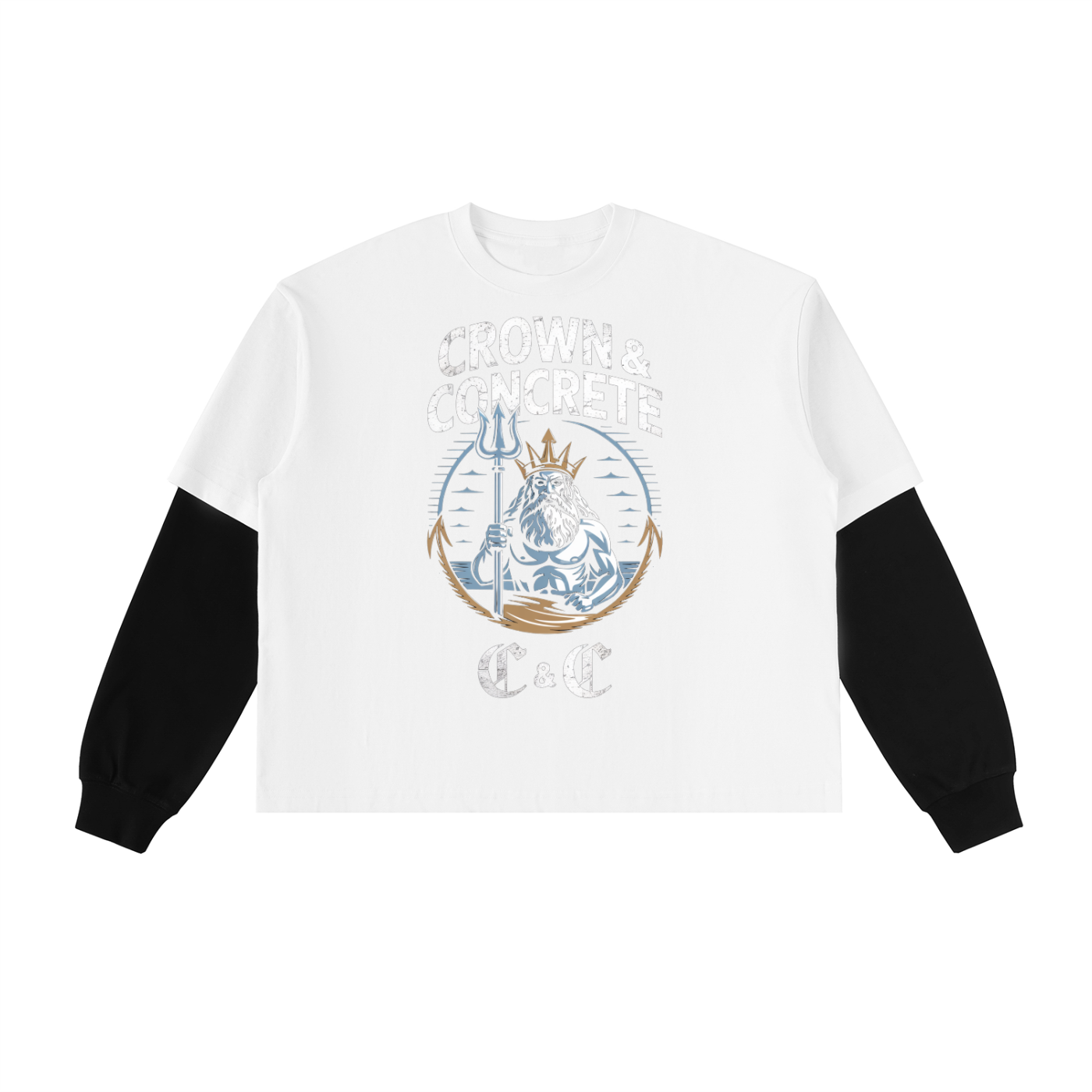 Layered Contrast Sleeve Cotton T-Shirt