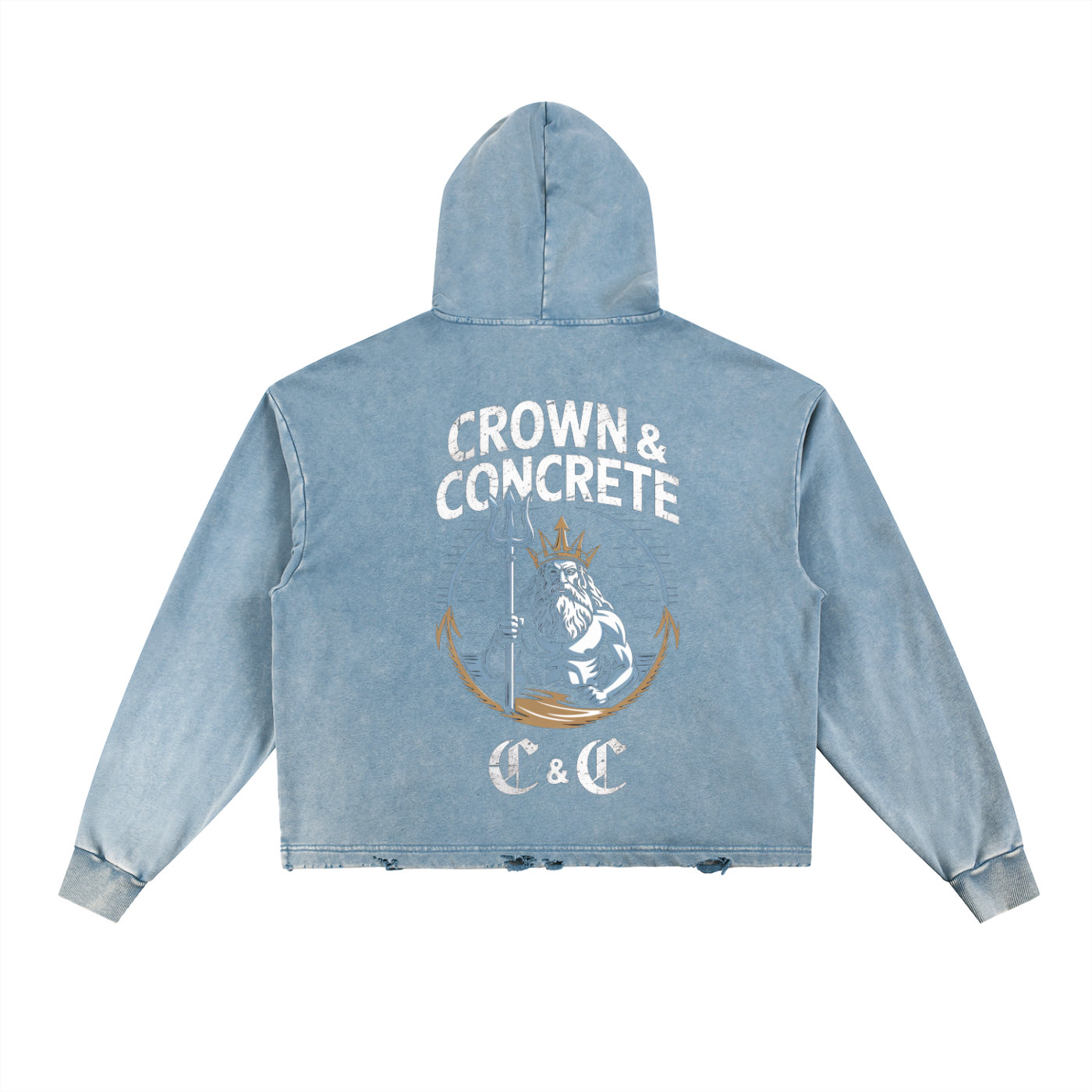 Vintage Washed Frayed-Hem Hoodie