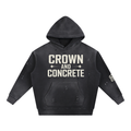 Vintage Washed Frayed Fleece Hoodie CROWN & CONCRETE