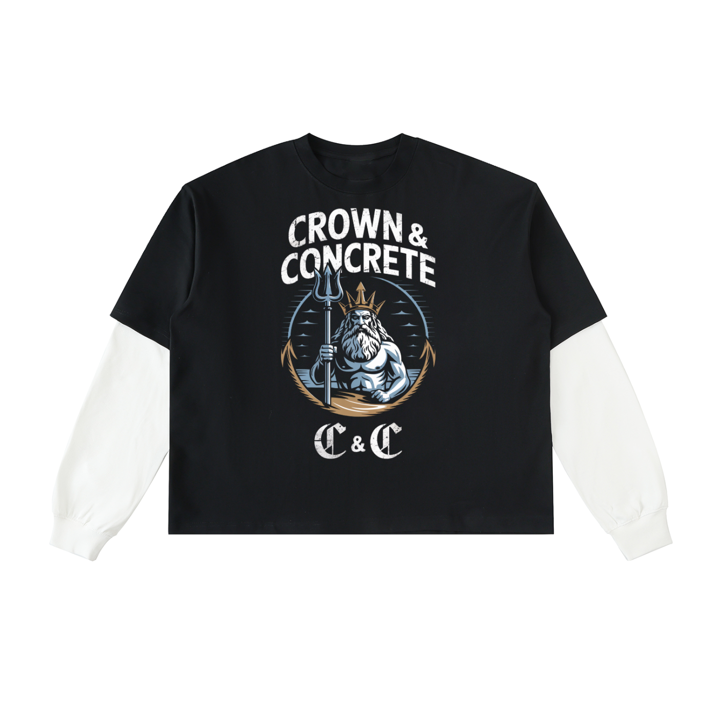 Layered Contrast Sleeve Cotton T-Shirt