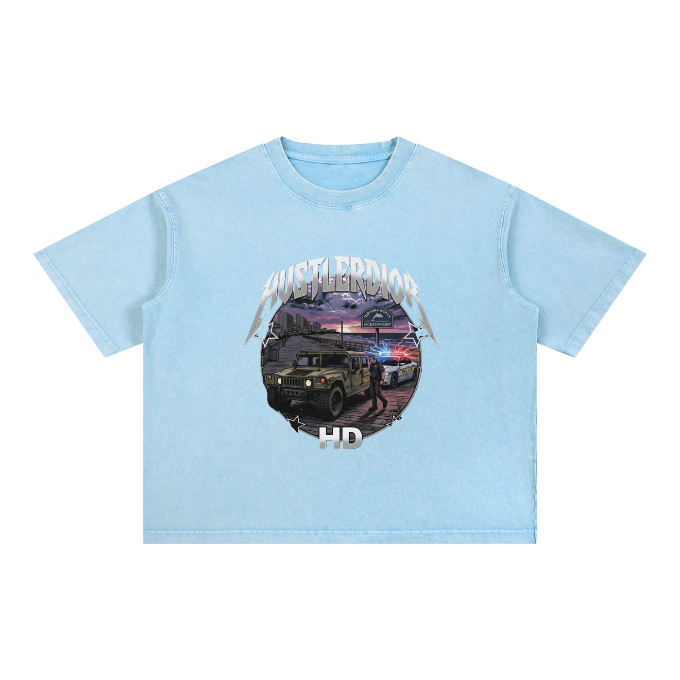 Mineral Wash Boxy Cotton T-Shirt Bootleg Humvee